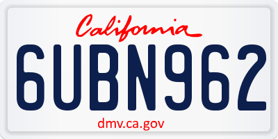 CA license plate 6UBN962