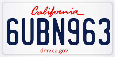 CA license plate 6UBN963