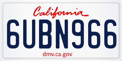 CA license plate 6UBN966