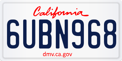 CA license plate 6UBN968