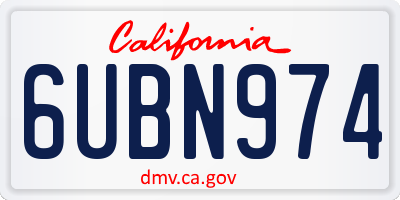CA license plate 6UBN974