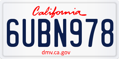 CA license plate 6UBN978