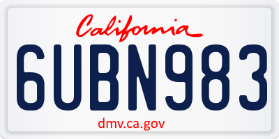 CA license plate 6UBN983