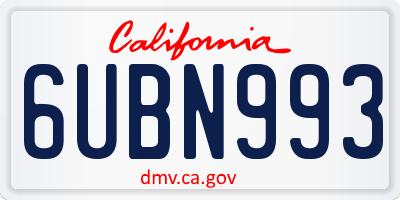 CA license plate 6UBN993