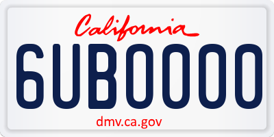 CA license plate 6UBO000