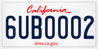 CA license plate 6UBO002