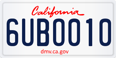 CA license plate 6UBO010