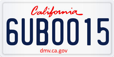 CA license plate 6UBO015
