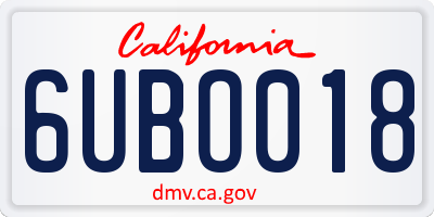 CA license plate 6UBO018