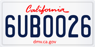 CA license plate 6UBO026