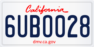 CA license plate 6UBO028