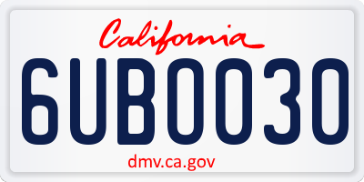 CA license plate 6UBO030