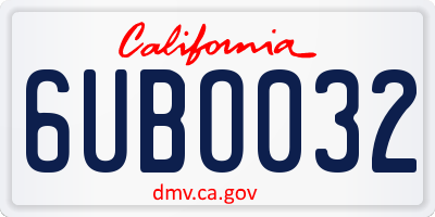 CA license plate 6UBO032