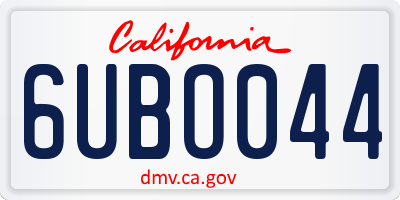 CA license plate 6UBO044