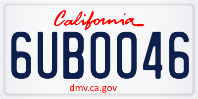 CA license plate 6UBO046