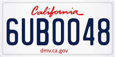 CA license plate 6UBO048