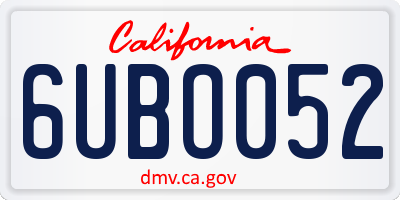 CA license plate 6UBO052