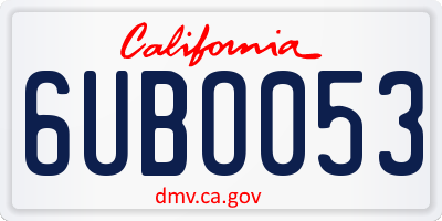 CA license plate 6UBO053