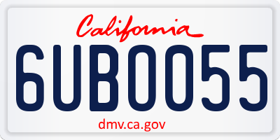CA license plate 6UBO055