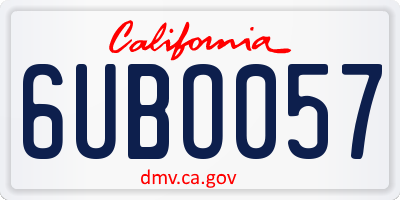CA license plate 6UBO057