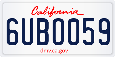 CA license plate 6UBO059