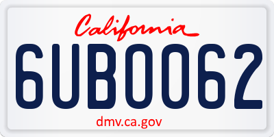 CA license plate 6UBO062