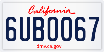 CA license plate 6UBO067