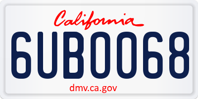 CA license plate 6UBO068