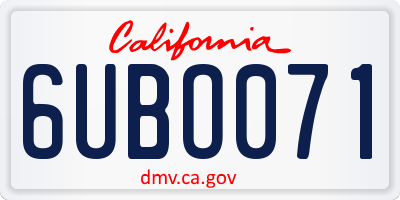 CA license plate 6UBO071