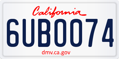 CA license plate 6UBO074