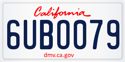 CA license plate 6UBO079