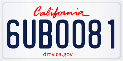 CA license plate 6UBO081