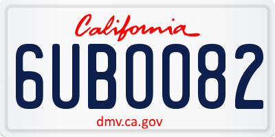 CA license plate 6UBO082