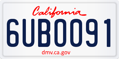 CA license plate 6UBO091