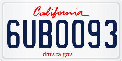 CA license plate 6UBO093