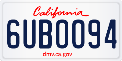 CA license plate 6UBO094