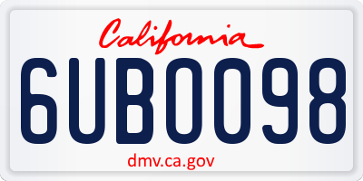 CA license plate 6UBO098