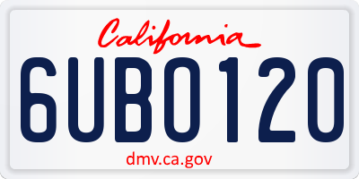 CA license plate 6UBO120