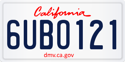 CA license plate 6UBO121