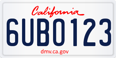 CA license plate 6UBO123