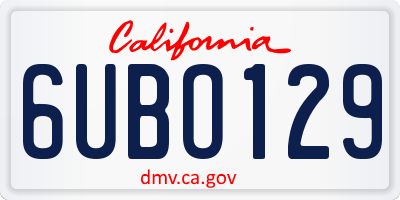CA license plate 6UBO129