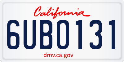 CA license plate 6UBO131