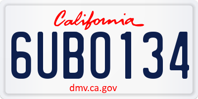CA license plate 6UBO134