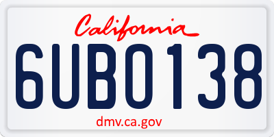 CA license plate 6UBO138