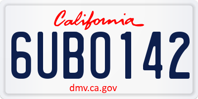 CA license plate 6UBO142