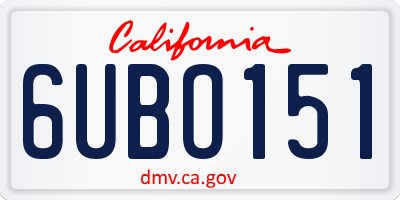 CA license plate 6UBO151