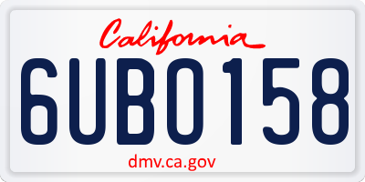 CA license plate 6UBO158