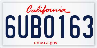 CA license plate 6UBO163