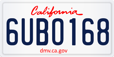 CA license plate 6UBO168