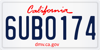 CA license plate 6UBO174